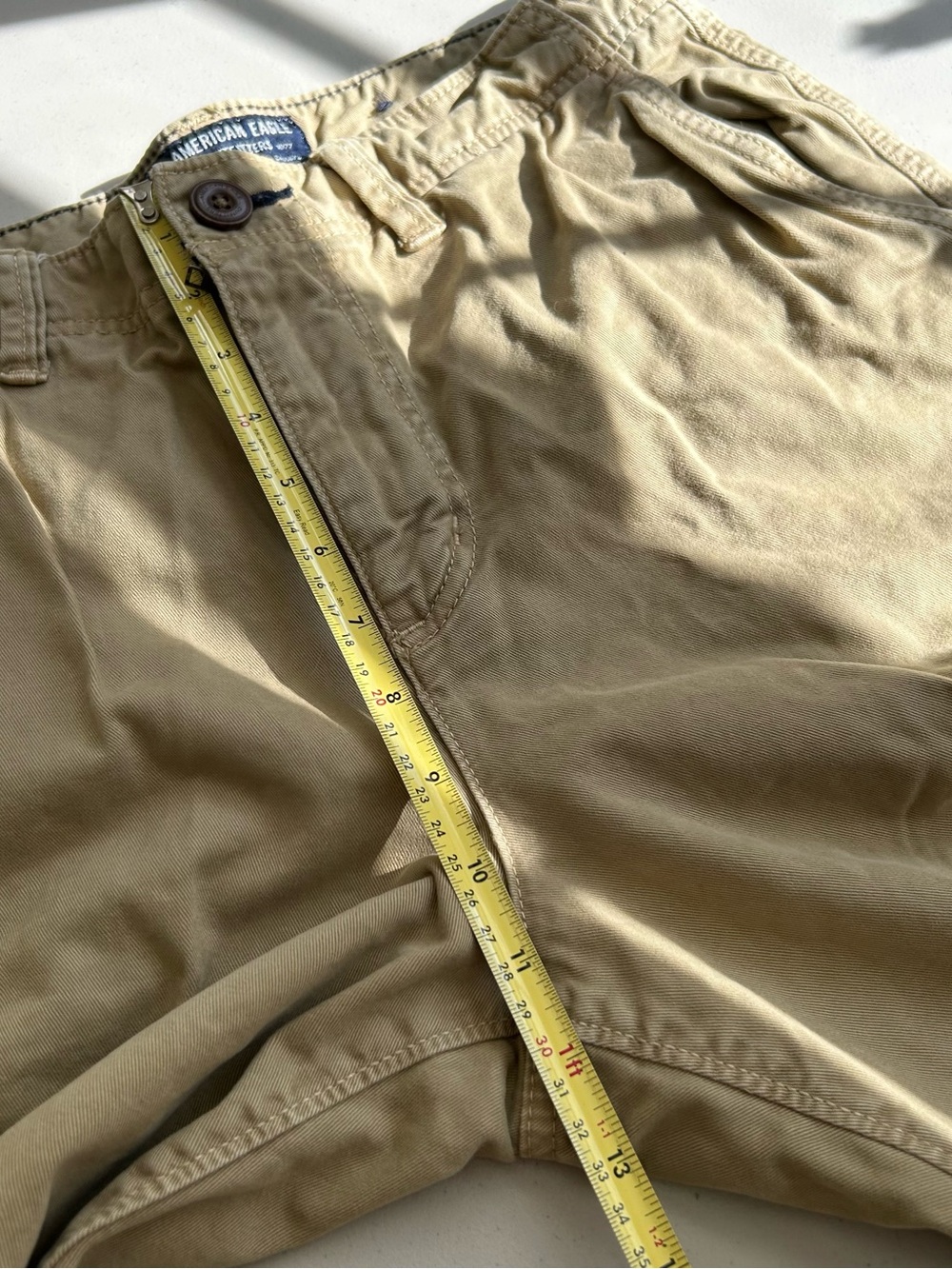 American Eagle Mens Shorts Size 30 Khaki 100% Cotton Longer Length Chinos - Picture 6 of 8
